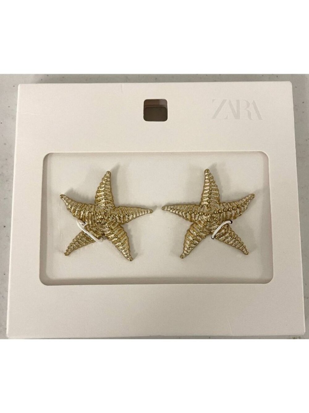 Zara Gold Tone Starfish Earrings Coastal Nautical Beach Jewelry New